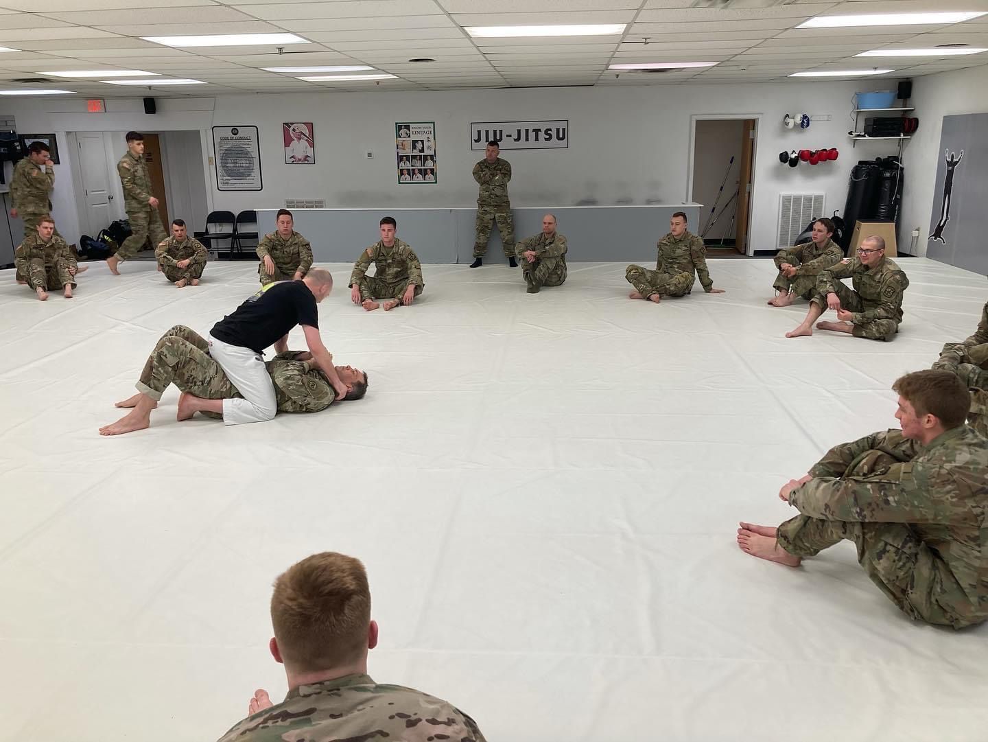 free martial arts training being provided to local army members