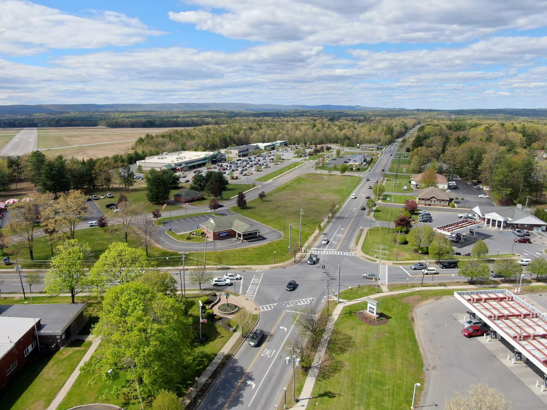 aerial view of town of milton