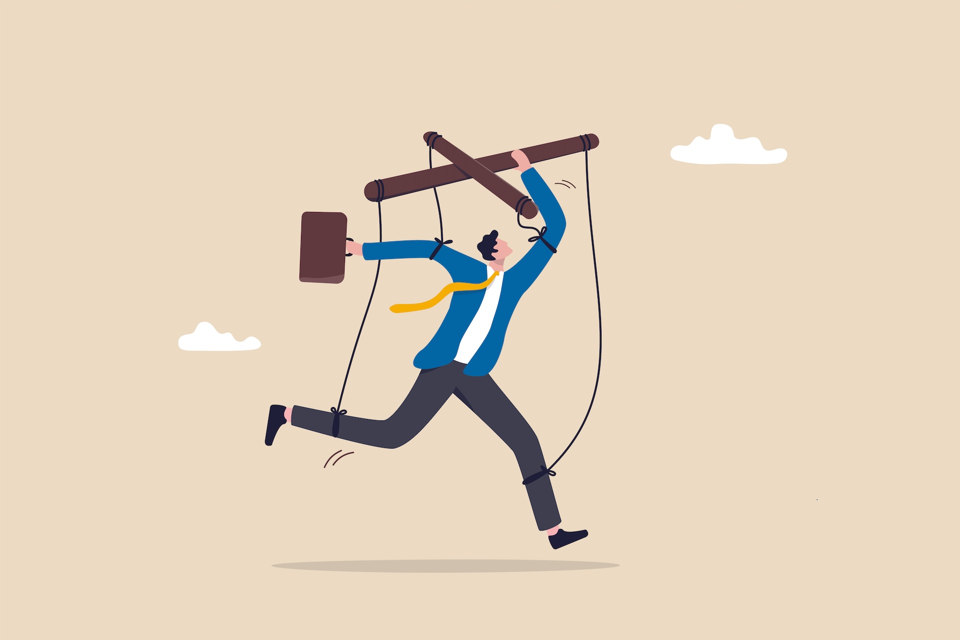 illustration of man on puppet strings