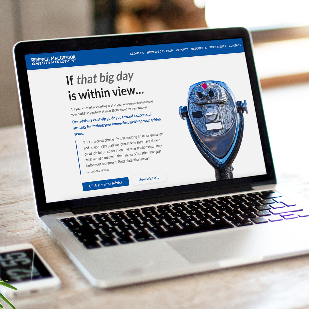 minich website on computer
