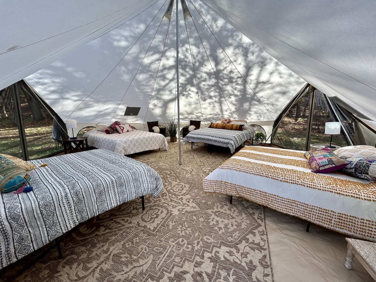 fancy beds under tent