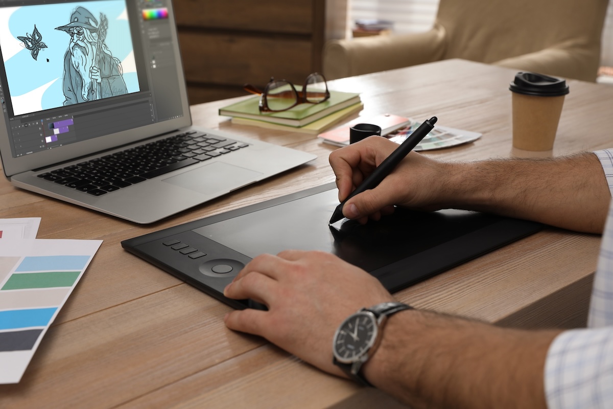 person using wacom