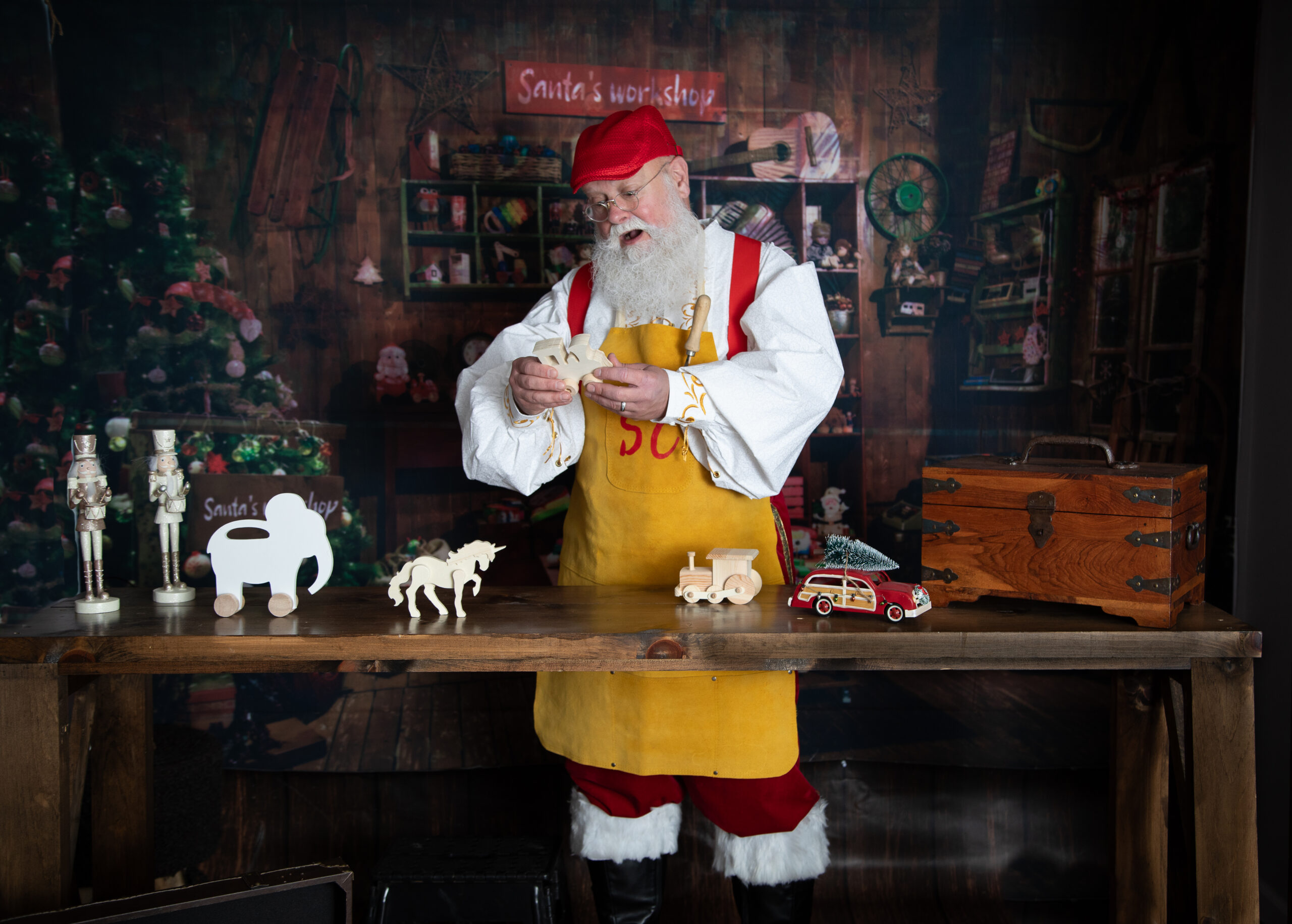 santa in a toy shop