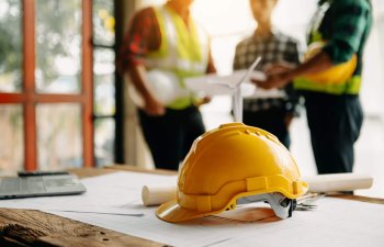 construction hat on table
