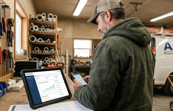 blue collar worker with marketing tools