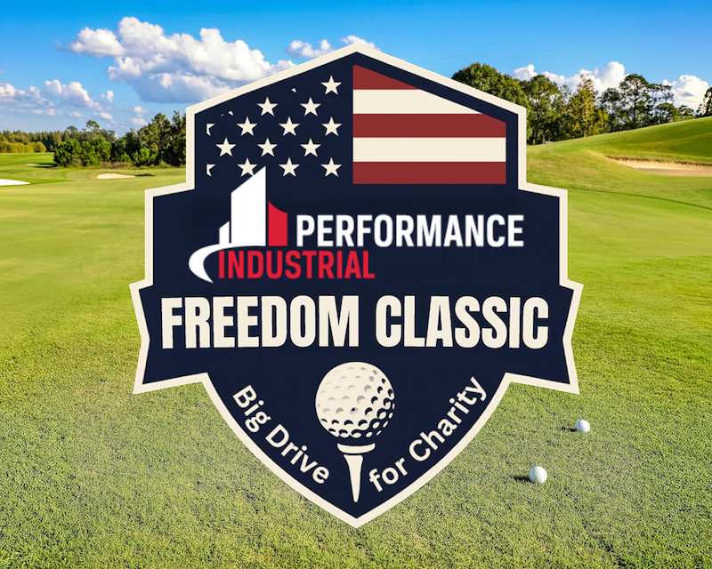 performance industrial freedom classic logo over image of a golf course