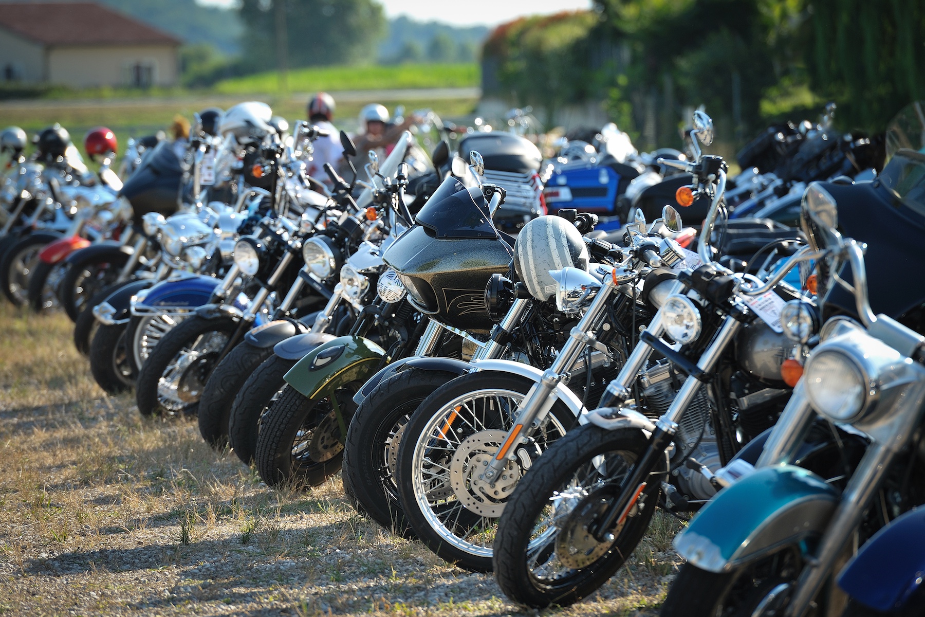 Row of parked motorcycles