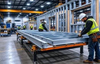 person working on fabrication in a construction setting