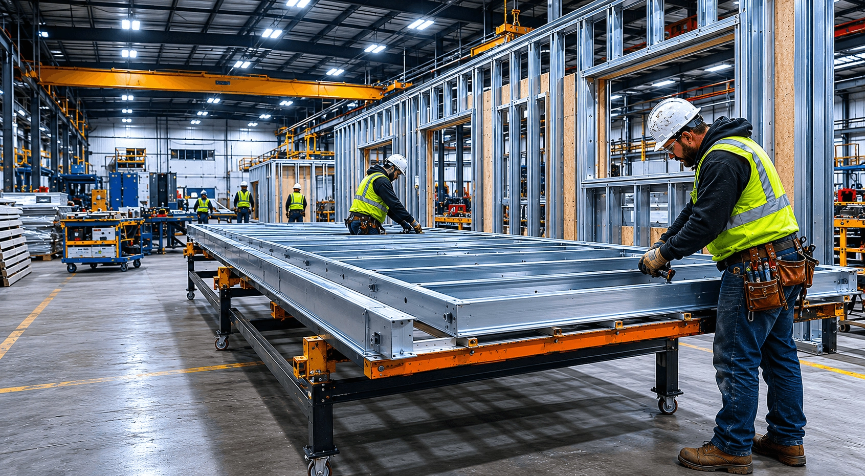 person working on fabrication in a construction setting