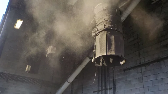 Dust swirling in industrial environment