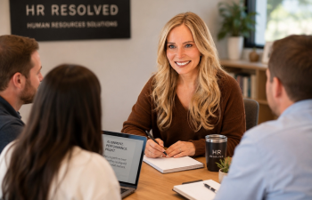 Business meeting with smiling woman