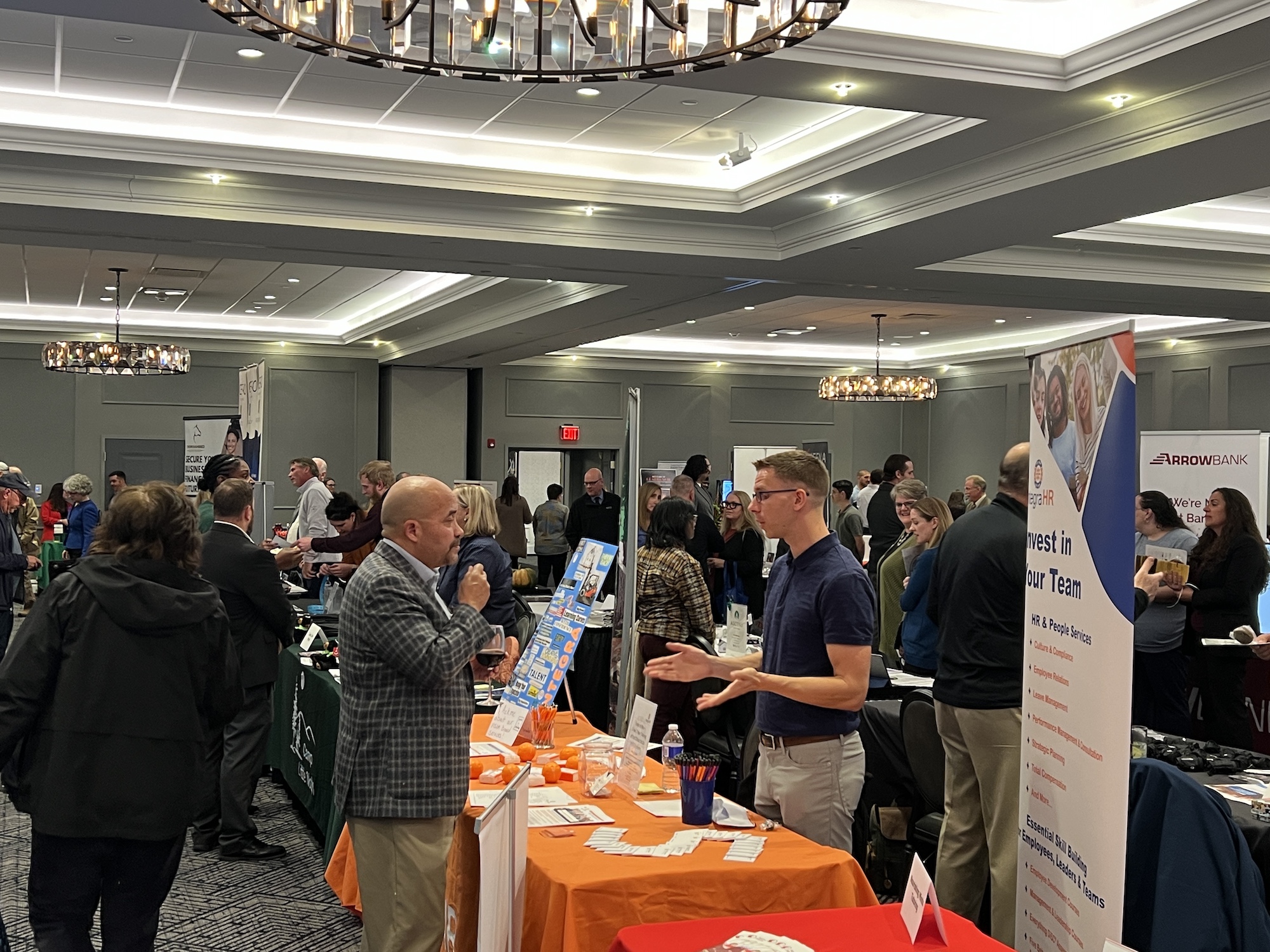 Networking event with various booths