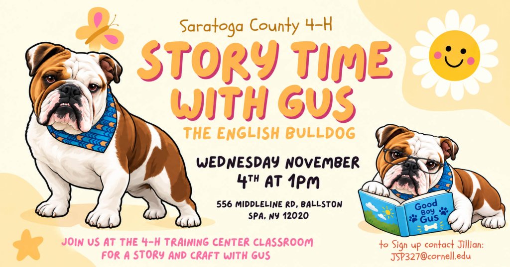 Gus the Bulldog Story Time Flyer