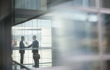 two business people talking