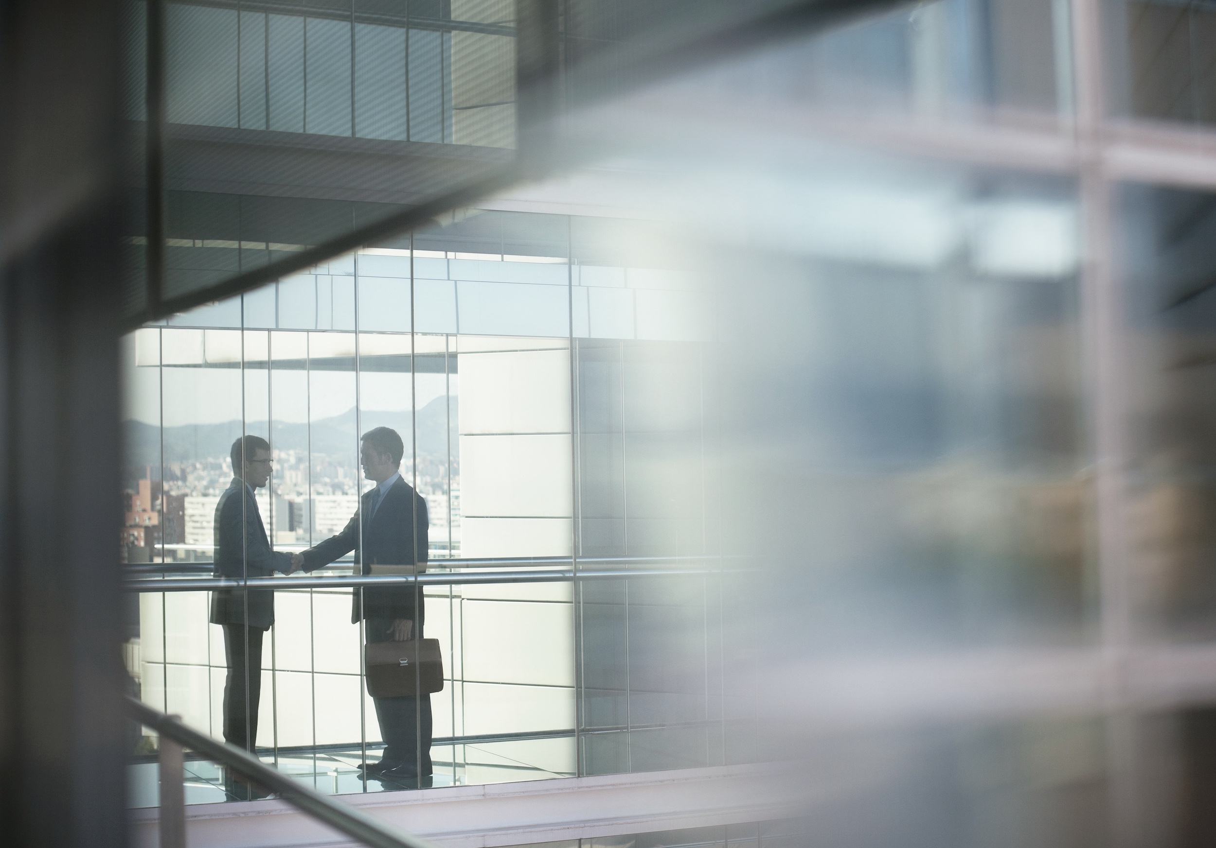 two business people talking