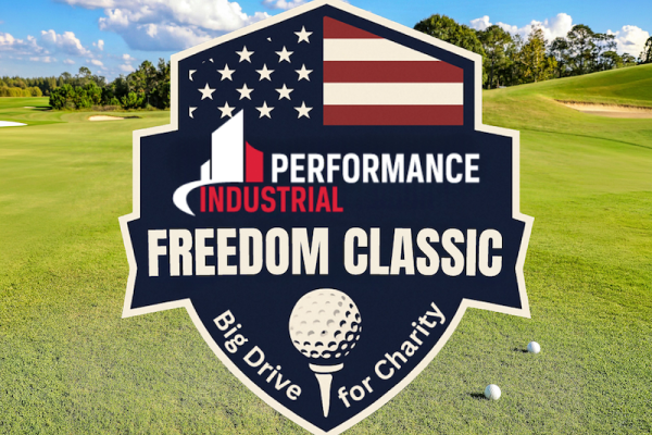 performance industrial freedom classic logo over image of a golf course